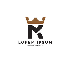 M K crown logo design vector