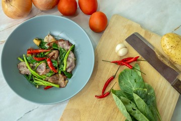 Thai traditional food with top view ingredient.