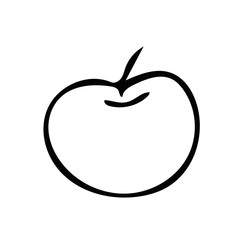 apple hand drawn in doodle style. fruit food. single element for design sticker, icon, poster, card. Scandinavian simple minimalism monochrome liner