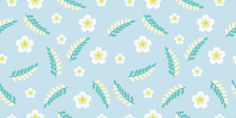 Fototapeta premium Seamless floral pattern background, Flower vector illustration, Hand drawn decorative element, Seamless backgrounds and wallpapers for fabric, packaging, Decorative print, Textile, repeating pattern