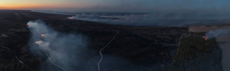 11.04.2020 - Massive fire in Ukraine forest, Rivne region. Editorial. 