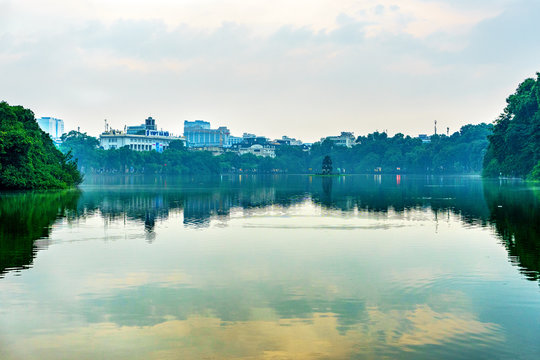 Hoan Kiem lake (Sword lake, Ho Guom) in Hanoi, Vietnam