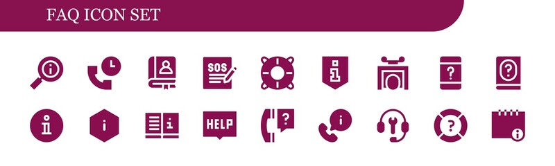 Modern Simple Set of faq Vector filled Icons