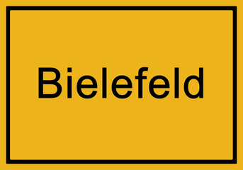 Typical german yellow city sign Bielefeld