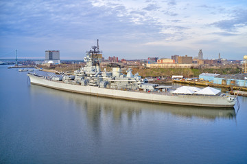 A Decommissioned Battleship in Delaware River New Jersey