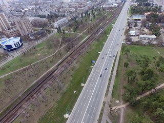 Panoramic view of Kiev at spring (drone image)