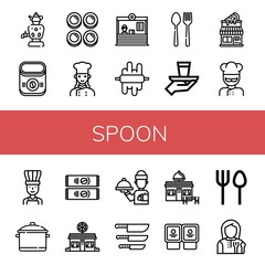spoon simple icons set