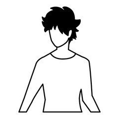 silhouette of young man on white background