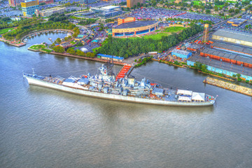 A Decommissioned Battleship on Delaware River in New Jersey