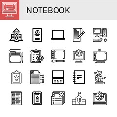 Set of notebook icons - obrazy, fototapety, plakaty