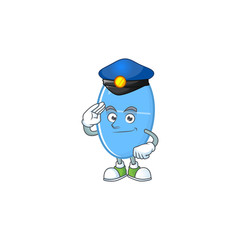 A dedicated Police officer of blue capsule mascot design style