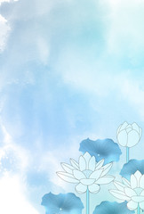 蓮　喪中　水彩　背景