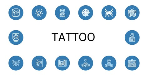 tattoo simple icons set