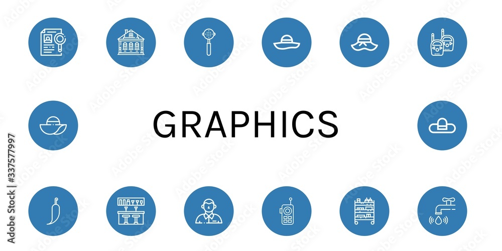 Wall mural graphics simple icons set