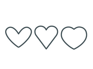 Collection of heart illustrations, Love symbol icon set, love,Gray line, symbol,White background