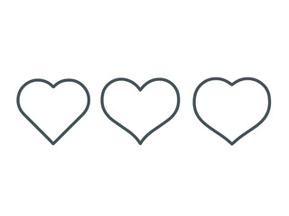 Collection of heart illustrations, Love symbol icon set, love,Gray line, symbol,White background