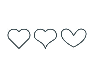 Collection of heart illustrations, Love symbol icon set, love,Gray line, symbol,White background