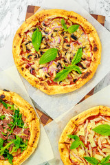 Italian pizza with mozzarella and basil