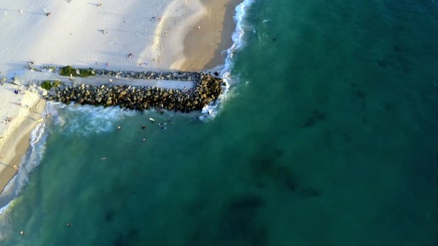 Perth City beach aerial drone footage various. Australian beaches and people at sunset. 