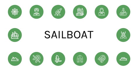 sailboat simple icons set