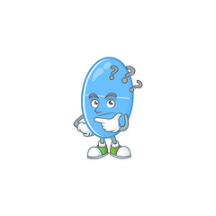 Blue capsule mascot design concept having confuse gesture