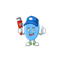 Mascot design concept of blue capsule work as smart Plumber