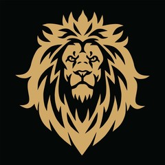 Fototapeta na wymiar Lion Head Gold Golden Esport Logo Mascot Vector Illustration Design