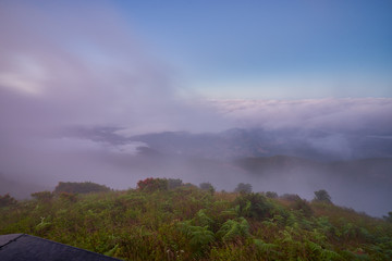 viewpoint of kew mae pan in morning with fog from high mountain