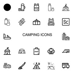 Editable 22 camping icons for web and mobile