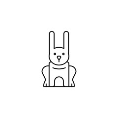 Rabbit outline easter icon over white