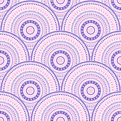 Fototapeta premium Ethnic circle shapes seamless geometric pattern.