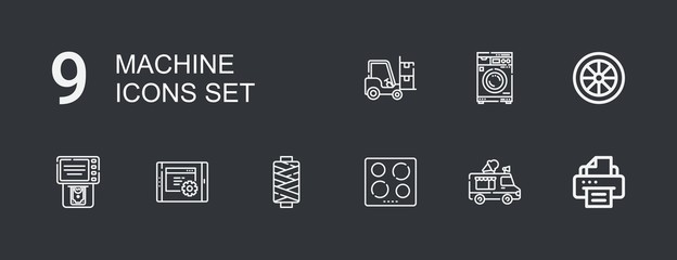 Editable 9 machine icons for web and mobile