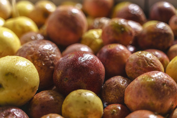 Washing dirty asian passion fruit