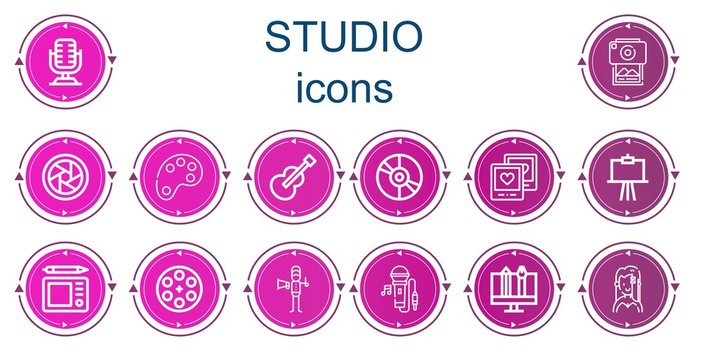 Editable 14 studio icons for web and mobile