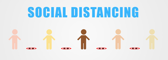 CORONA Virus and Social Distancing Concept : People standing and keeping distance to reduce...