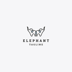 Vector linear logo design template - elephant emblem - abstract animals and symbol