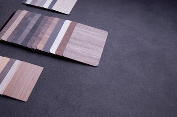 Interior Material Design concept. Wood texture floor Samples of laminate and vinyl floor tile. 4