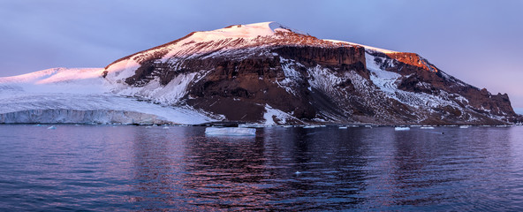 Panorama, sunrise, Brown Bluff, Antarctic Peninsula.