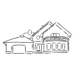 beautiful cottage, house, vector sketch illustration, estate, home