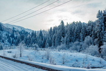 Early morning winter mountain landscape