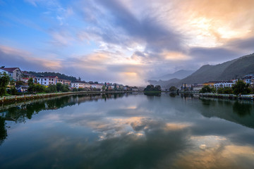 Top view aerial photo from flying drone of a Sapa town with development buildings, Lao Cai, Vietnam.