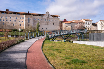 Access ramp to the old town for pedestrian, disabled and cyclists in  Salvatierra-Agurain, Basque Country, Spain