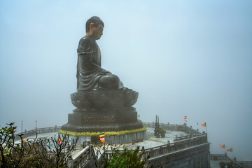 Big buddha statue at the top of Fansipan mountain, Sapa, Lao Cai, Vietnam.