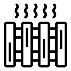Hot radiator icon. Outline hot radiator vector icon for web design isolated on white background