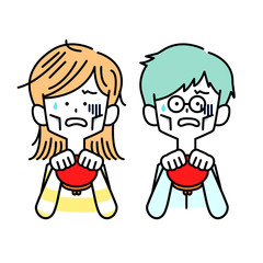 お金に困りやせ細った男女