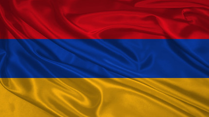 Flag of armenia 3D Illustration. Armenia Flag for Independence Day, celebration, election. The symbol of the state on wavy silk fabric.