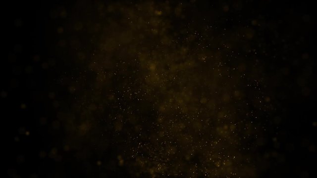 Slow motion of small particles in the form of gold dust on a black background HD 1920x1080