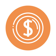dollar circular notice block and flat style icon