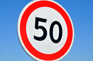 The speed limit road sign