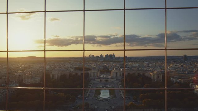 View of the city from above at sunset, Paris